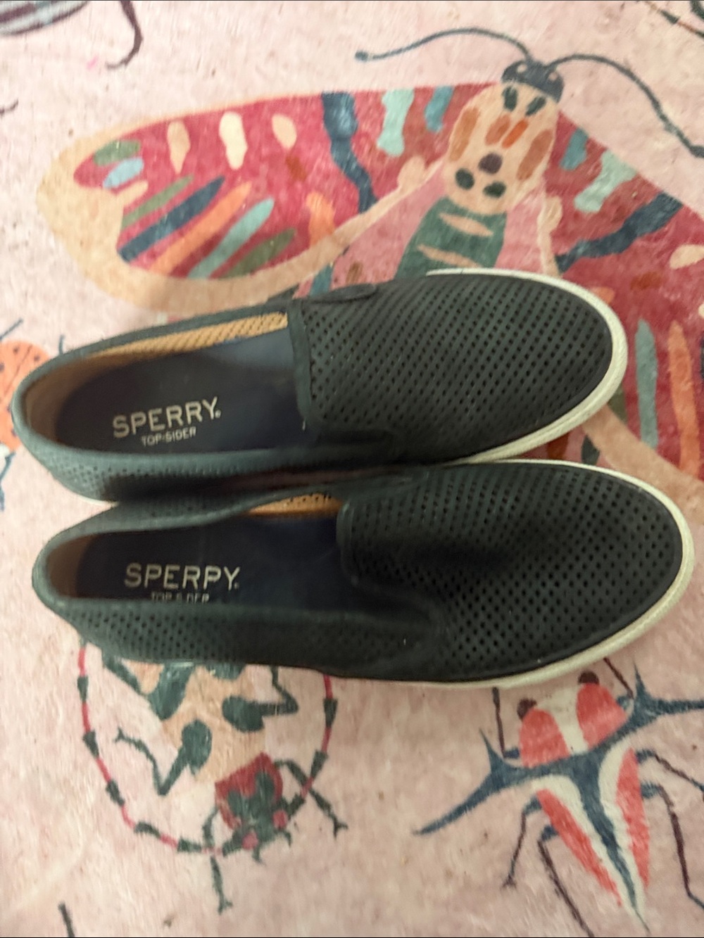 Sperry Black Perforated Slip-On Loafers